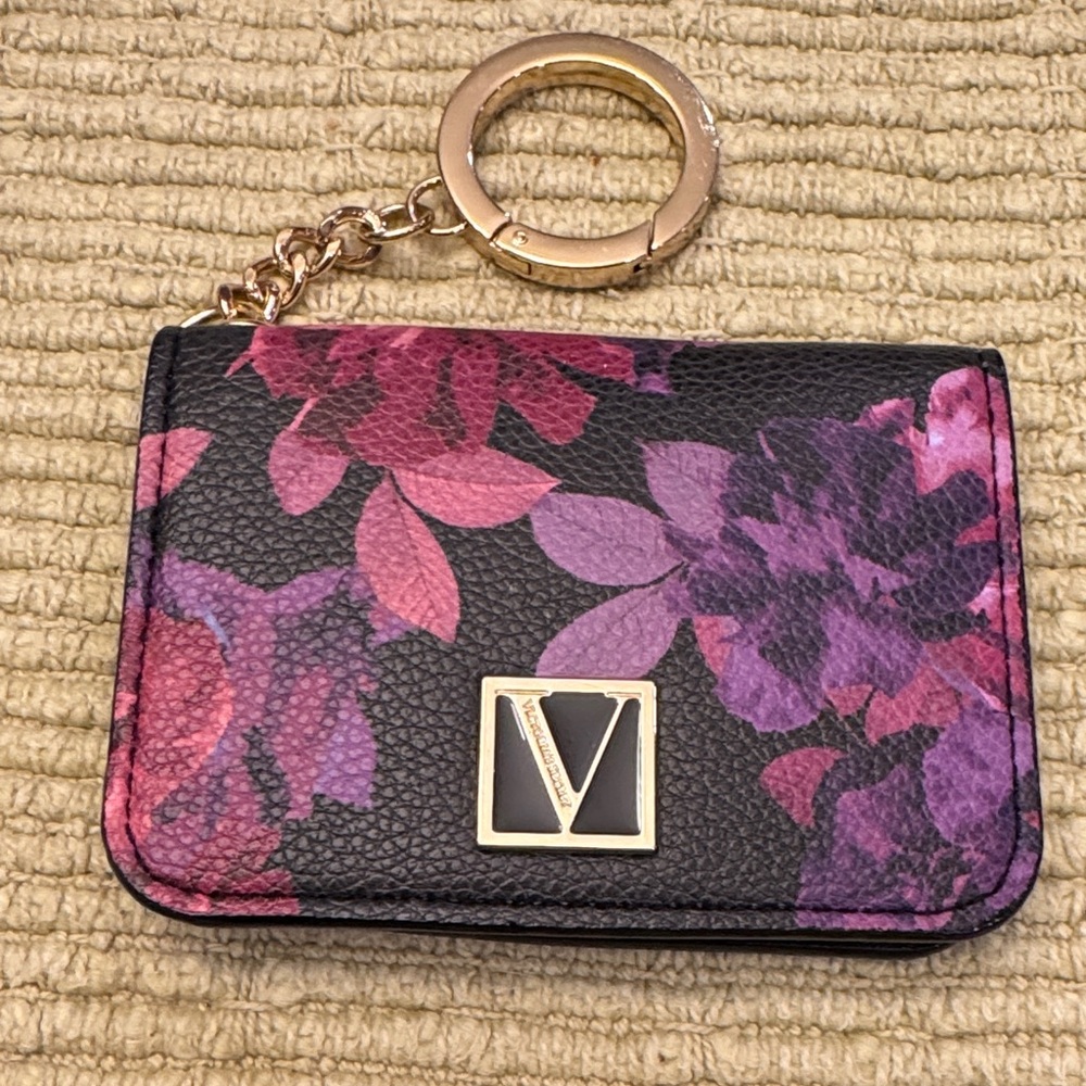 Victoria secret Keychain Card Holder - Black with Pink & Purple Accents